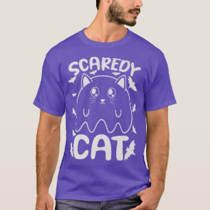 T-shirt Halloween Chat Scaredy Ghost Amoureux de les chats