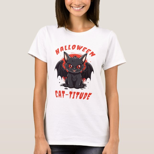 T-SHIRT HALLOWEEN CHAT TITUDE CHAT (Devant)