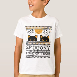 T-shirt Halloween chat Yeux Éffrayant Trick Ou Treat Gr te