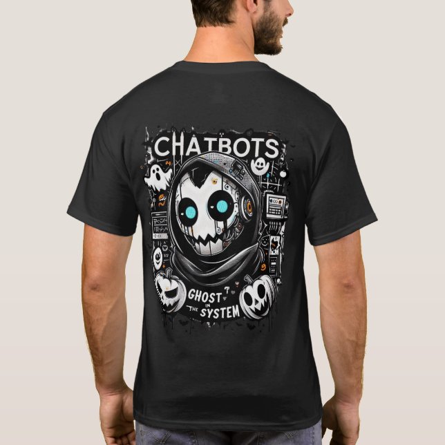 T-shirt 🤖 Halloween Chatbot AI Drôle Fantôme Dans 👻 Mach (Dos)