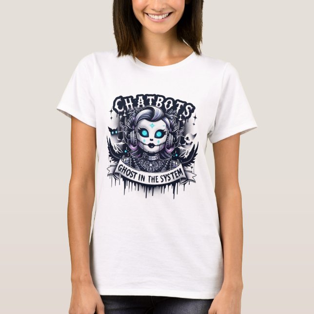 T-shirt 🤖 Halloween Chatbot AI Drôle Fantôme Dans 👻 Mach (Devant)