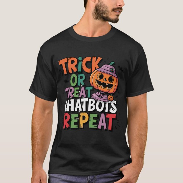 T-shirt 🤖 Halloween Chatbot AI Funny Trick ou Treat 👻 🎃 (Devant)