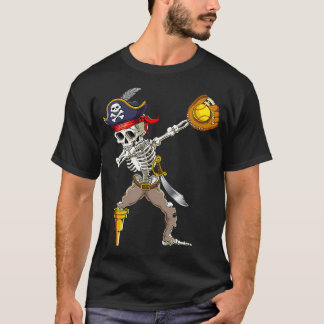 T-shirt Halloween Chemise Dabbing Pirate Skeleton Softball
