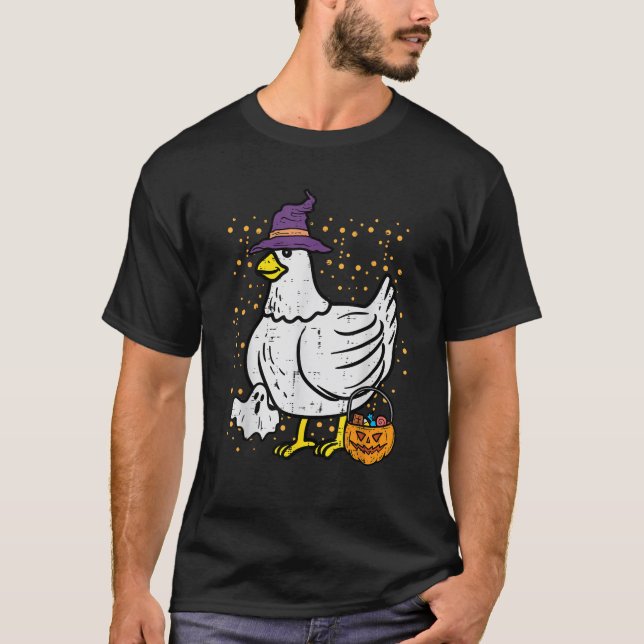 T-shirt Halloween Chicken Rooster Costume Farmer Men Women (Devant)