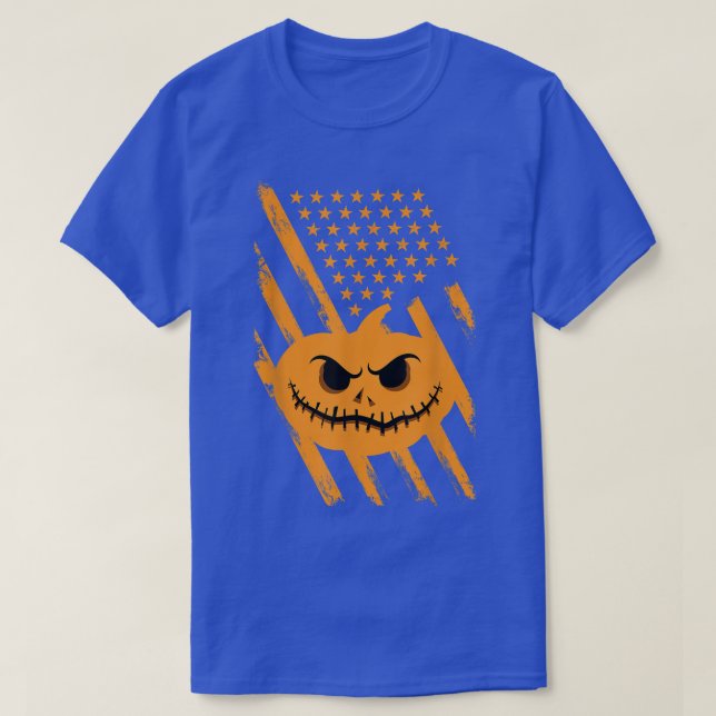 T-shirt Halloween citrouille américain étoiles et bande (Design devant)