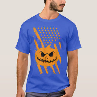 T-shirt Halloween citrouille américain étoiles et bande