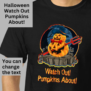 T-shirt Halloween Citrouille Devil Trident Zombie Monster
