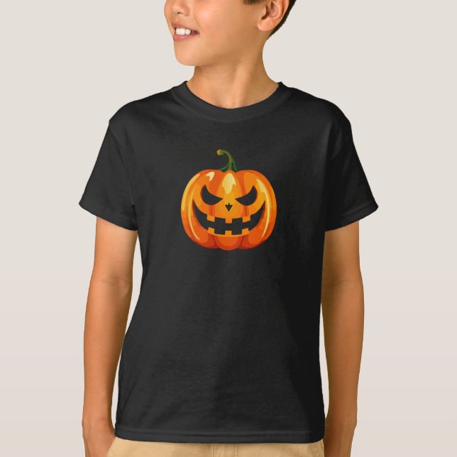 T-shirt Halloween Citrouille face effrayant (Devant)