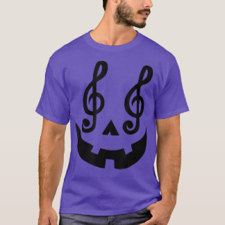 T-shirt Halloween Citrouille Face Music Notes Musique Ense
