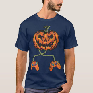 T-shirt Halloween Citrouille Jack-o'-lantern Gamer Hallowe