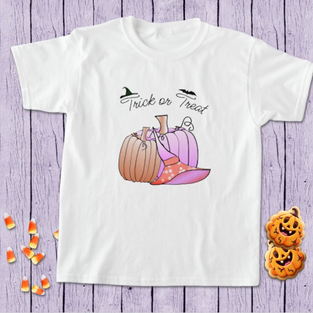 T-shirt Halloween Citrouille rose et rose (Créateur téléchargé)