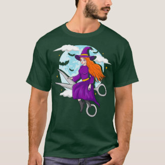 T-shirt Halloween Coiffeur Salon Sorcière ciseau Hairstyl
