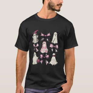 T-shirt Halloween Coquette Fantômes Bow rose Black Dark Go