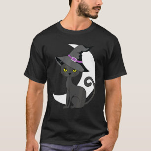 T-shirt Halloween Costume Chat Noir Sorcière Casquette & L