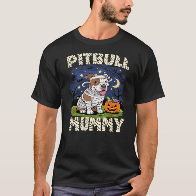 T-shirt Halloween Costume Pitbull Lover Mummy Dog Owner (Devant)