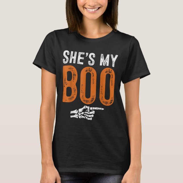 T-shirt Halloween Costumes Shes My Boo Couple Matching Par (Devant)