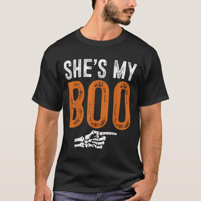 T-shirt Halloween Costumes Shes My Boo Couple Matching Par (Devant)