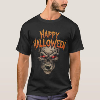 T-shirt Halloween crâne mal aux yeux brillants
