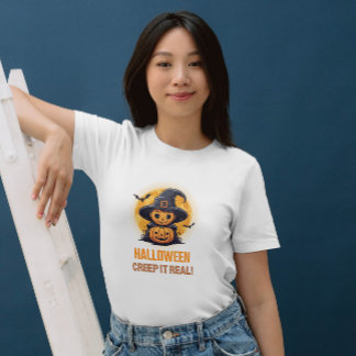 T-shirt Halloween Creep It Real Citrouille & Witch Womens