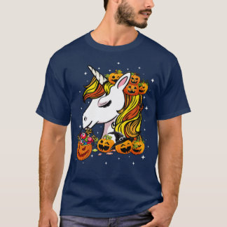 T-shirt Halloween Cute Candy Corn Unicorn Halloween Pumpki