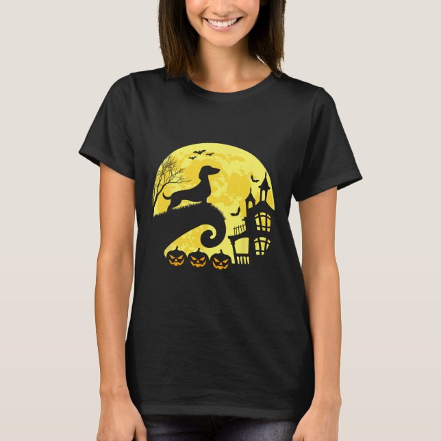 T-shirt Halloween Dachshund Weenie Wiener Moonshine Sausag (Devant)