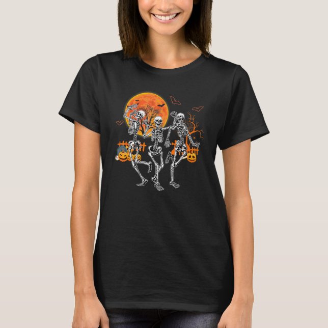 T-shirt Halloween Danse De La Mort Macabre Skeleton Danser (Devant)