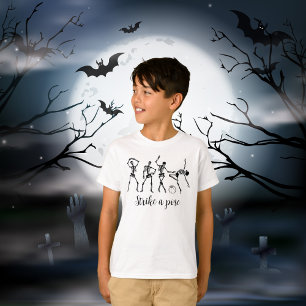 T-shirt Halloween Danser Squelette Grève Un Pose Drôle