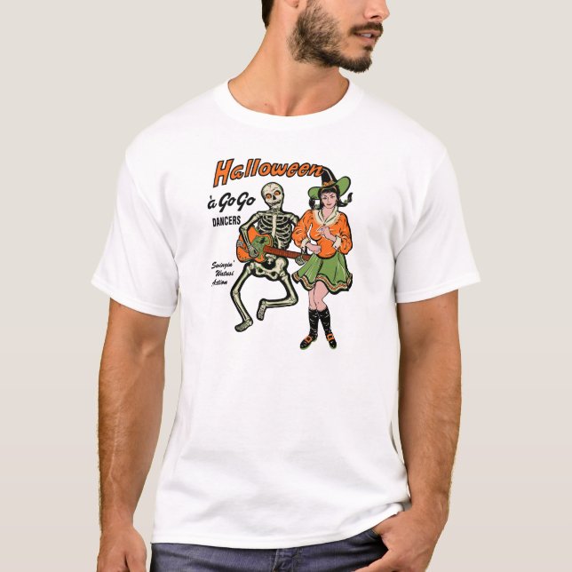 T-shirt Halloween danseurs squelette et sorcière d'un (Devant)