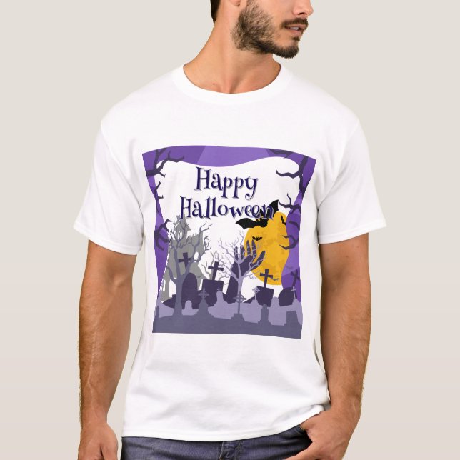 T-shirt Halloween de la maison hantée brillante dans le no (Devant)