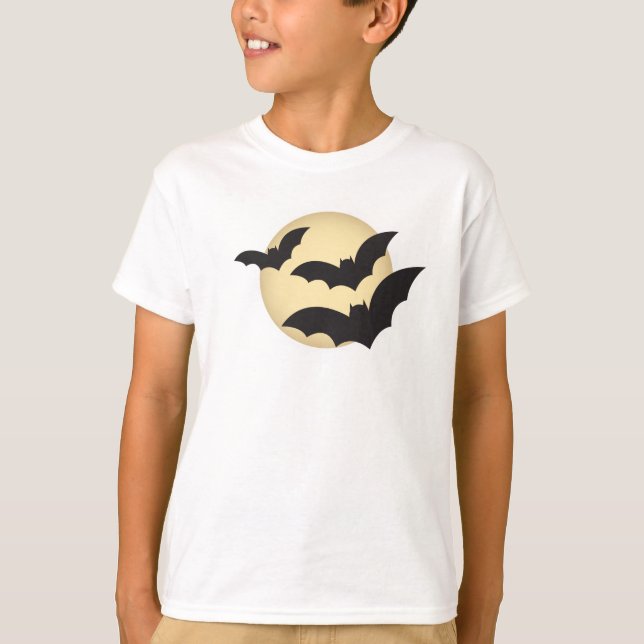 T-shirt Halloween de lune et de chauves-souris (Devant)
