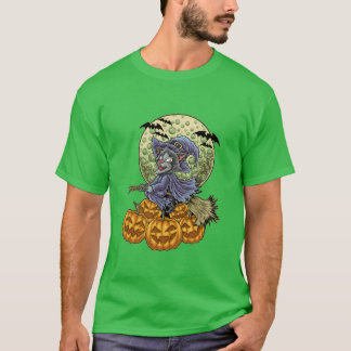 T-shirt Halloween de sorcière chatte pour la famille Amour