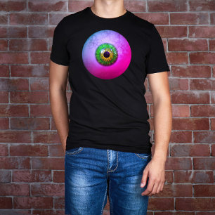T-shirt Halloween déplaisant brut violet vert oeil