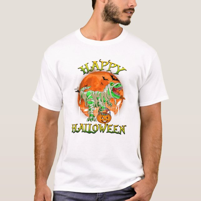 T-shirt Halloween Dinosaur T Rex Mummy Trick Rawr Treat Co (Devant)