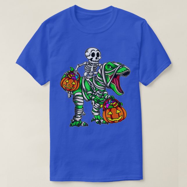T-shirt Halloween Dinosaur T Rex Skeleton Scary BoysTeens1 (Design devant)