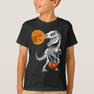 T-shirt Halloween Dinosaur T Rex Skeleton Scary Garçons En