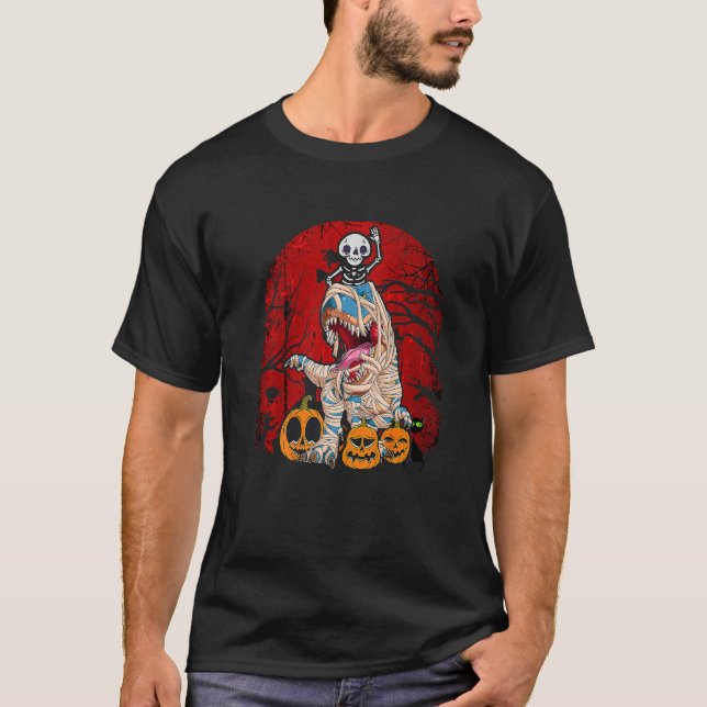 T-shirt Halloween Dinosaure Éffrayant Skeleton 1 (Devant)