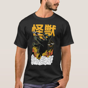 T-shirt Halloween drôle - Chat Monstre Kaiju Japonais