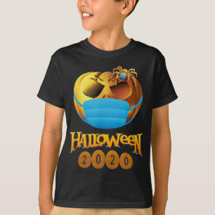 T-shirt Halloween Drôle Citrouille Et Araignée Avec Masque