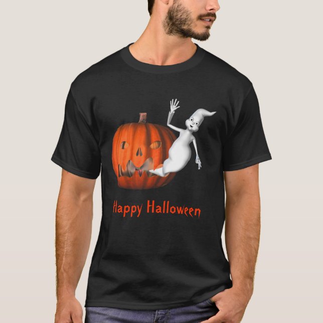 T-shirt Halloween drôle de Ghost Jack-o'-lantern (Devant)