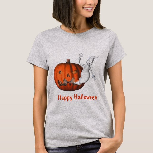T-shirt Halloween drôle de Ghost Jack-o'-lantern (Devant)