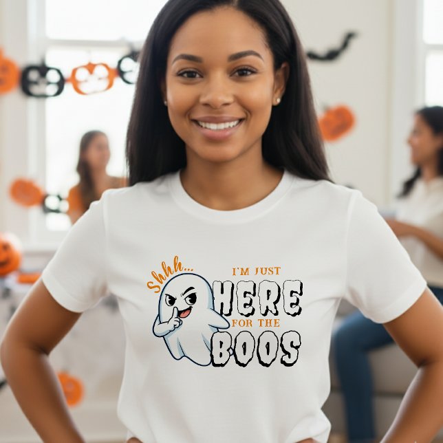 T-shirt Halloween drôle jeu de fantôme juste ici pour les  (Halloween Funny Ghost Pun Just Here for the Boos T-Shirt
)