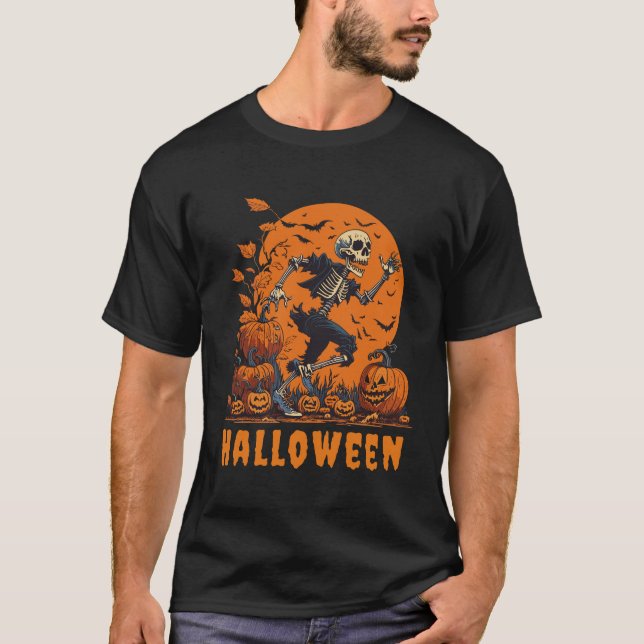 T-shirt Halloween Drôle & squelette éffrayant (Devant)