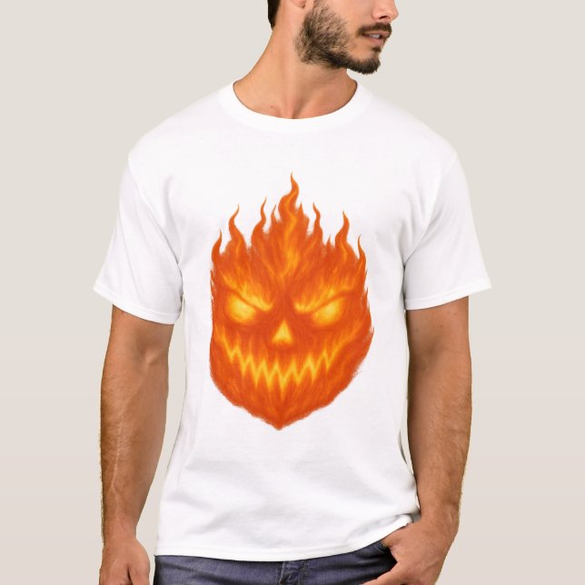 T-shirt Halloween du visage de démon de Jack-o'lanterne (Devant)