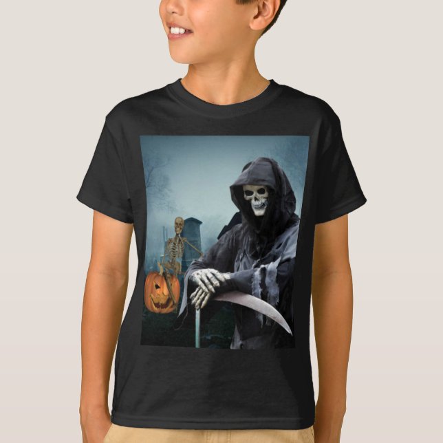 T-shirt Halloween effrayant. (Devant)