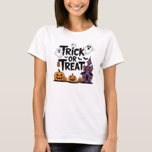 T-shirt Halloween éffrayant avec fantômes et citrouilles