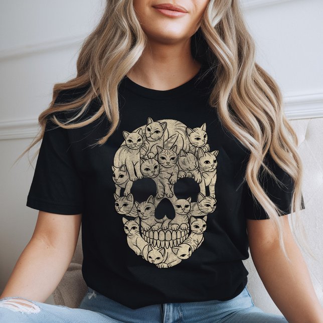 T-shirt Halloween Éffrayant Chat crâne mort kitten fantôme (Créateur téléchargé)