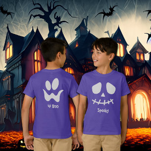 T-shirt Halloween éffrayant double face blanche avant et a