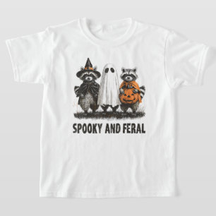 T-shirt Halloween éffrayant Et Feral Cute Ghost Raccoon
