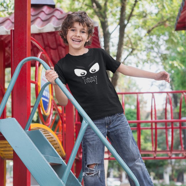T-shirt Halloween Éffrayant mignon yeux noir et blanc (Halloween spooky eyes personalized Kids t shirt.)