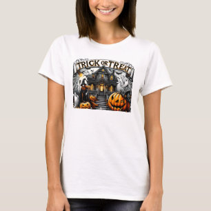 T-shirt Halloween éffrayante avec fantômes et citrouilles